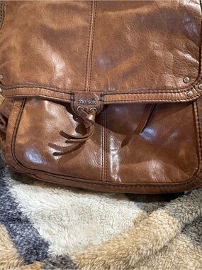 The Sak Cognac Brown Leather Messenger Bag